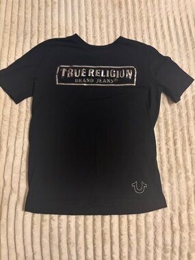 True Religion Black Logo Patch Crew Tee